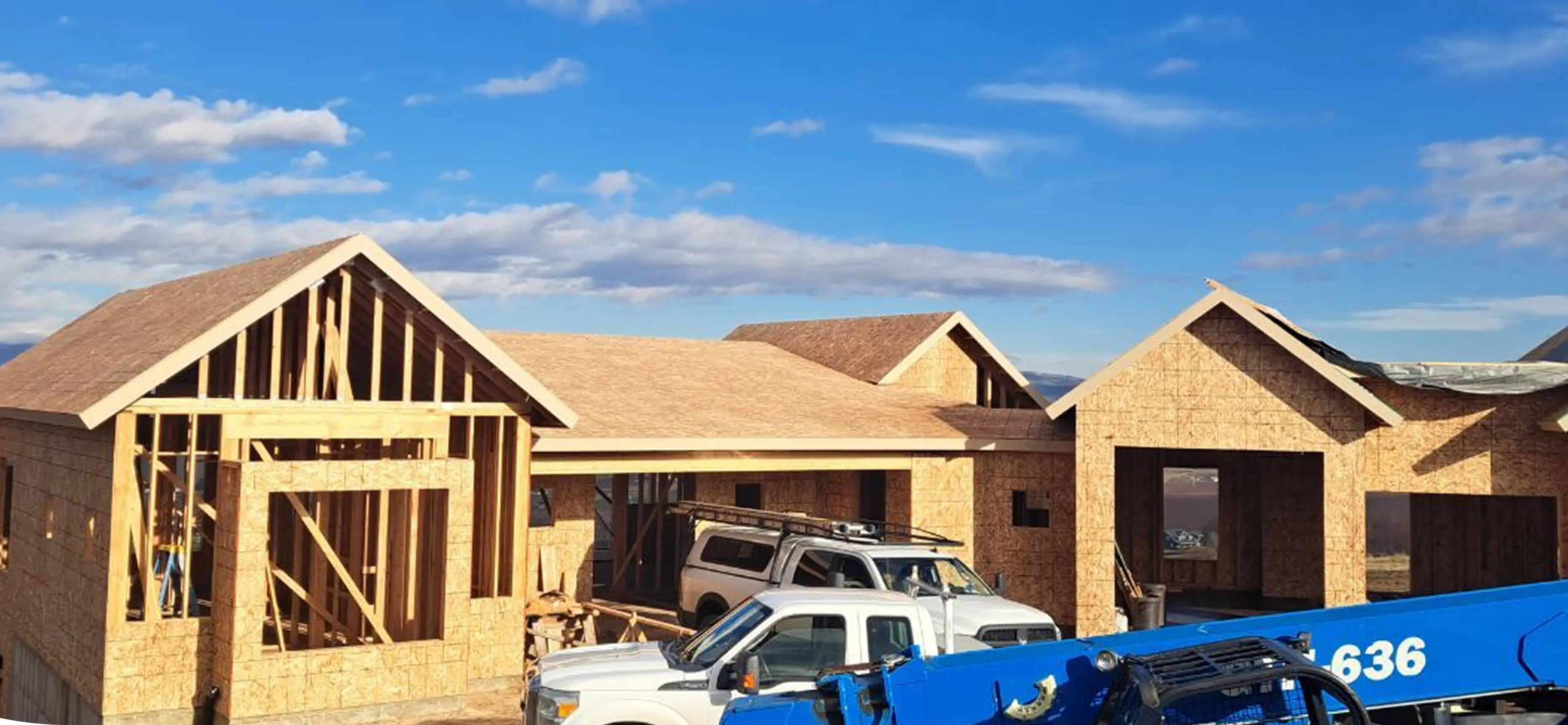 Workers building a home